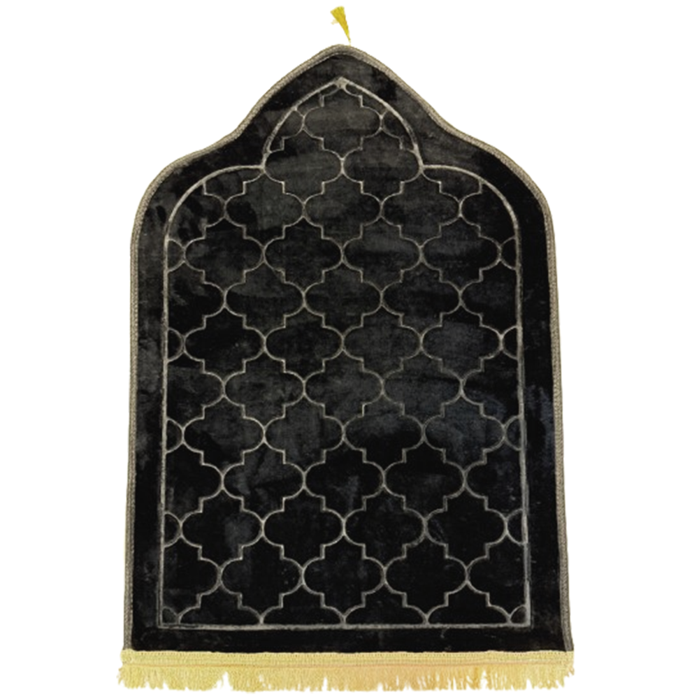 Tapis De Prière Brodé - Noir Profond